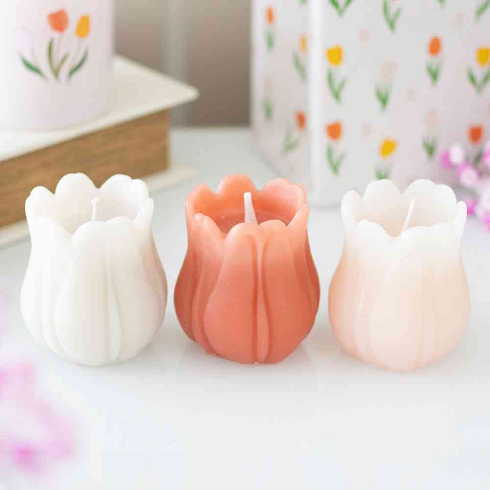 Something Different - Set of 3 Tulip Shaped Figure Candle - Multicolours